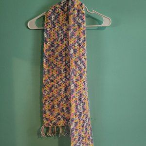 Crocheted Soft Pastel Winter Scarf + Beanie Combo